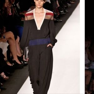BCBG RUNWAY Silk Colorblock Jumpsuit Dress Pants